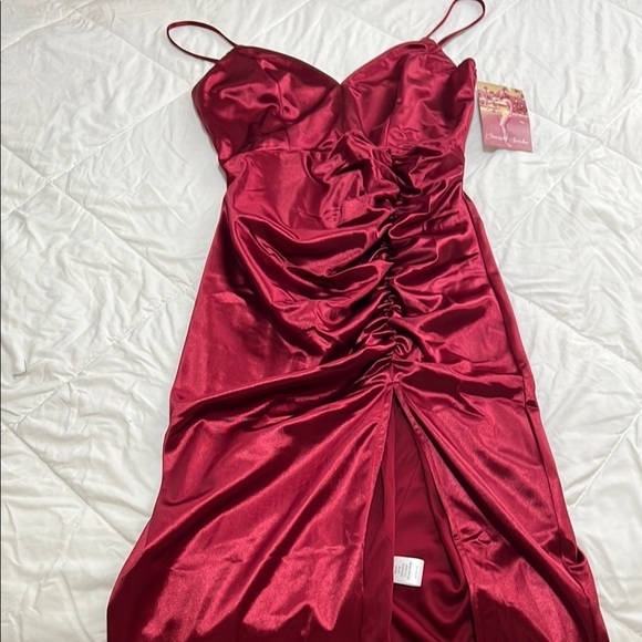 Dresses & Skirts - Elegant Red Satin Dress